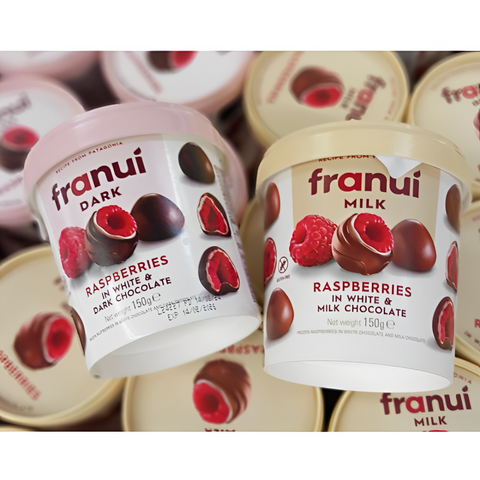 Frozen Raspberries White And Dark Chocolate 150g - Franui
