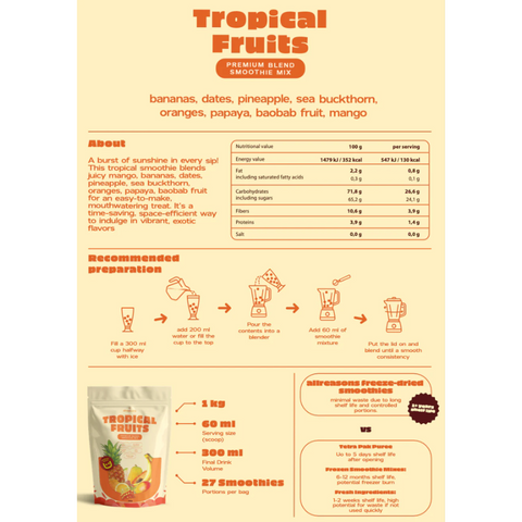 Allreasons Tropical Fruits Smoothie Powder 1Kg | No added Sugar