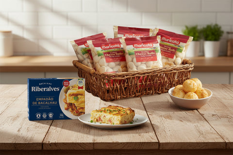 Frozen Traditional Cheese Rolls (Pao de Queijo) 5kg Maricota + Cod Fish Empadão ready meal 300g Riberalves Bundled