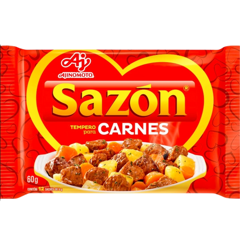 A pack of Beef Seasoning or Tempero para Carnes weighing 60g by Sazon