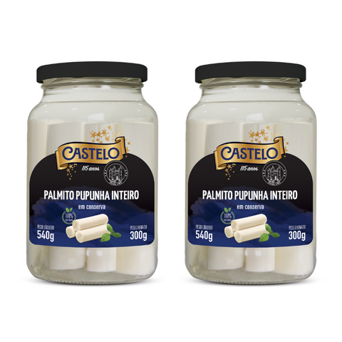 Whole Pupunha Palm Heart (Palmito Pupunha Inteiro) 2x300g - Castelo