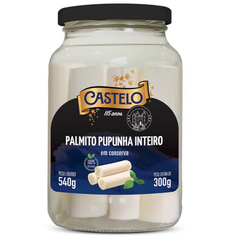 Jar of 300g Whole Pupunha Palm Heart (Palmito Pupunha Inteiro) by Castelo
